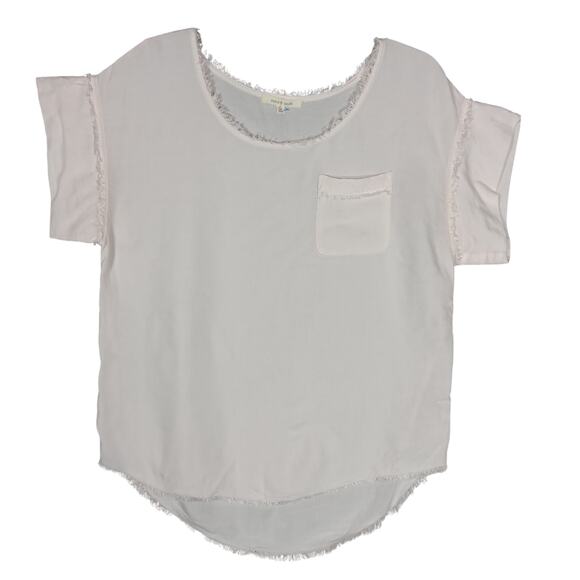 Anthropologie Pure + Good Blouse Size XS Boxy Soft Pale Pink Short Sleeve - Picture 3 of 8